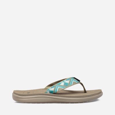 Teva Voya - Women's Teva Flip Flops - Khaki / Green | India (DCYR17392)